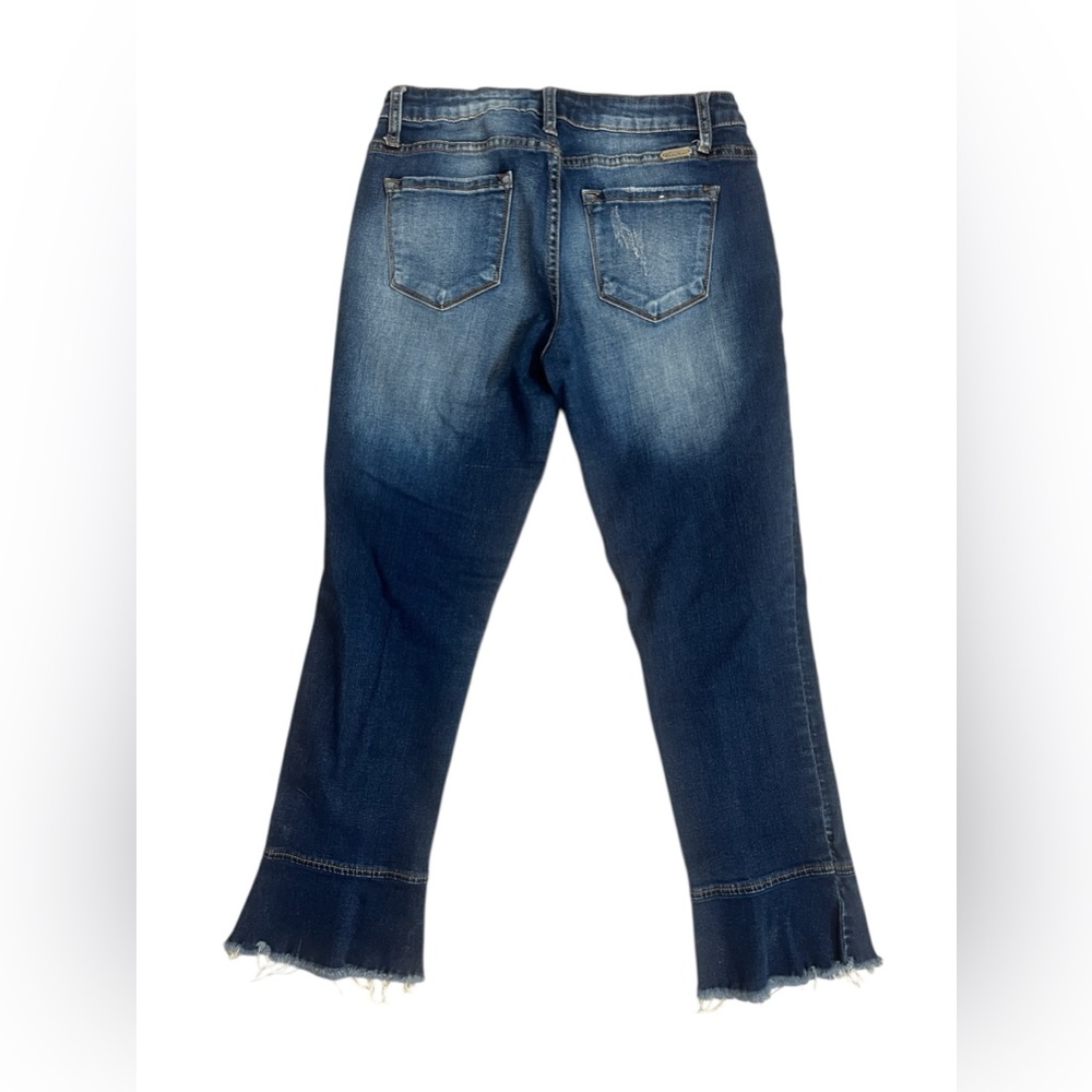 KanCan Dark Blue Stretch Distressed Cropped Flare Leg Jeans Sz 3/25 - Picture 6 of 7